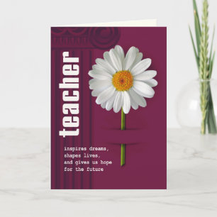 Agradecimiento Tarjeta Personalizado de diseño de docente Daisy