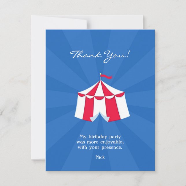 Agradecimiento Tarjeta plana de Circus Carnival (Anverso)