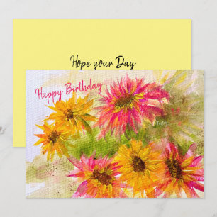 Agradecimiento Tarjeta plana de cumpleaños brillante Daisy