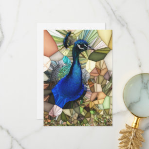 Agradecimiento Tarjeta plana de mosaico de pavo real colorida
