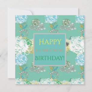 Agradecimiento Tarjeta plana del cumpleaños floral de la fantasía