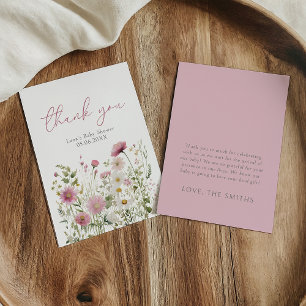 Agradecimiento Tarjeta plana para baby shower de bebé en flor Ros