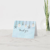Tarjeta plegable de playa con estrella de mar colg