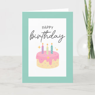 Agradecimiento Tarjeta plegada de cumpleaños feliz con borde verd