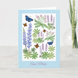 Agradecimiento Tarjeta plegada de flores silvestres y mariposas d