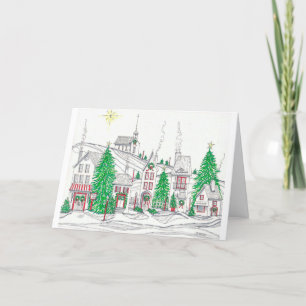 Agradecimiento Tarjeta plegada de Navidades silenciosos Village 5