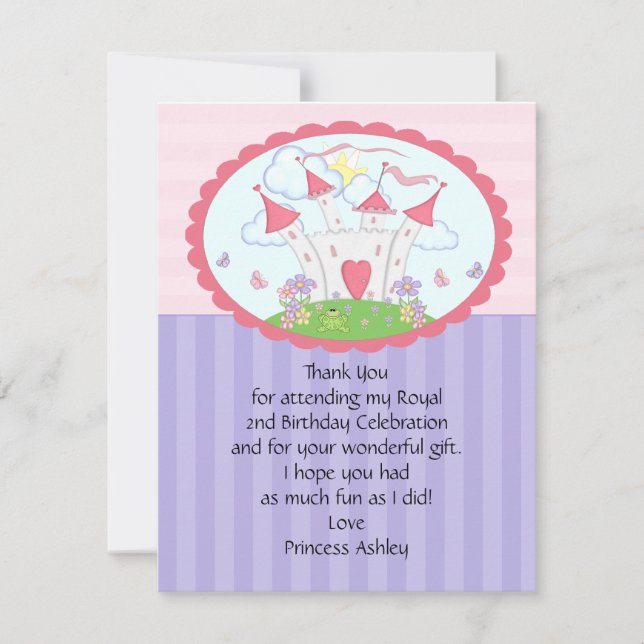 Agradecimiento Tarjeta púrpura de princesa Castle Thank You Flat (Anverso)