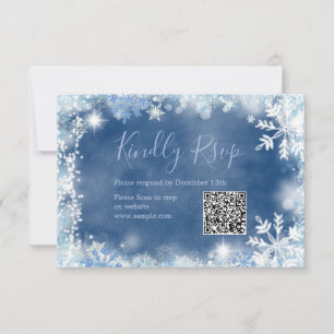 Agradecimiento Tarjeta QR Rsvp de ducha de novia con copo de niev