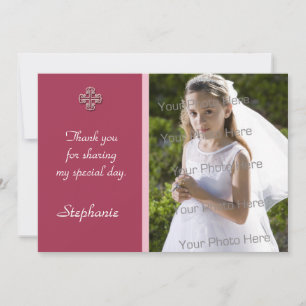 Agradecimiento Tarjeta religiosa de foto de cruz blanca rosa