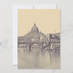 Agradecimiento Tarjeta religiosa vintage de Roma Tíber y Vaticano