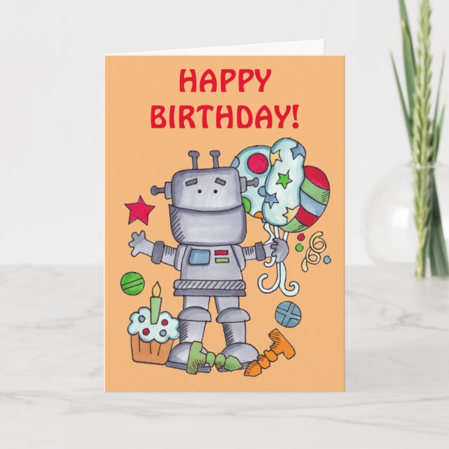 Agradecimiento Tarjeta Robot de cumpleaños (Anverso)
