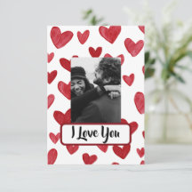 Tarjeta roja del día de San Valentín con foto y me