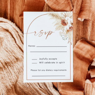 Agradecimiento Tarjeta RSVP Boho Wedding   Tarjeta de respuesta v