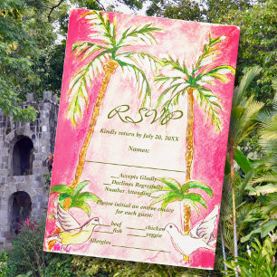 Agradecimiento Tarjeta RSVP de Aves Amantes Arojos Tropicales de 
