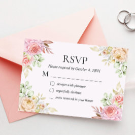 Agradecimiento Tarjeta RSVP de Boda de Boda de Rosas de Champagne