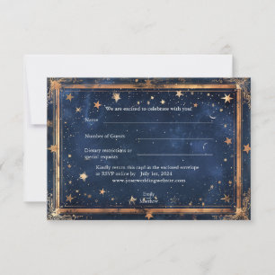 Agradecimiento Tarjeta RSVP de boda de boda romántica de noche es