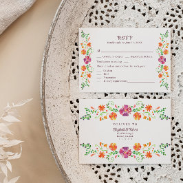 Agradecimiento Tarjeta RSVP de Boda de Fiesta Floral Mexicana Col
