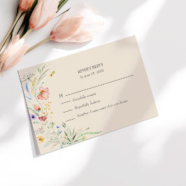 Agradecimiento Tarjeta RSVP de Boda de Flor Silvestre Taupe