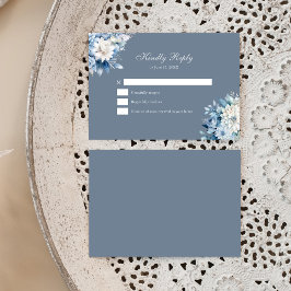 Agradecimiento Tarjeta RSVP de Boda de Flores Silvestres Azul Dus
