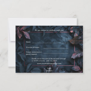 Agradecimiento Tarjeta RSVP de Boda de Jardín Medianoche encantad