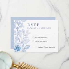Agradecimiento Tarjeta RSVP de Boda Floral Clásica de Moda Románt