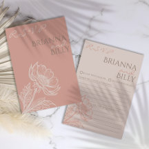 Tarjeta RSVP de boda floral rosa minimalista