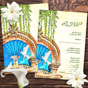 Agradecimiento Tarjeta RSVP de Boda Mexicana con Pintado de Mano