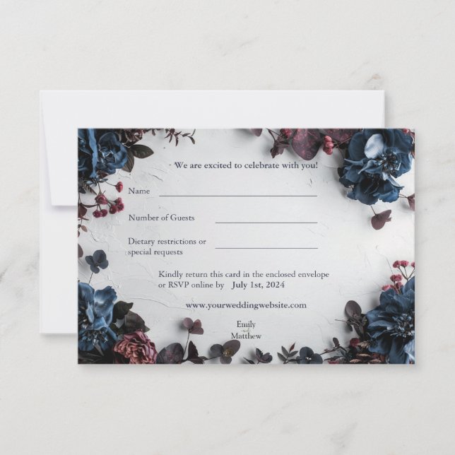 Agradecimiento Tarjeta RSVP de Boda Profunda de Woodland Romance  (Anverso)
