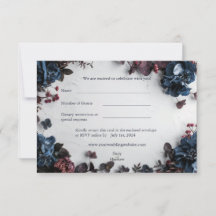Tarjeta RSVP de Boda Profunda de Woodland Romance 