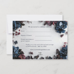 Agradecimiento Tarjeta RSVP de Boda Profunda de Woodland Romance