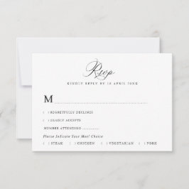 Agradecimiento tarjeta RSVP de boda simple en blanco y negro