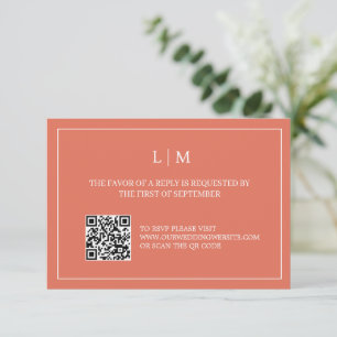 Agradecimiento Tarjeta RSVP de boda simple monograma Terracotta Q