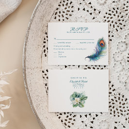 Agradecimiento Tarjeta RSVP de Boda Tropical de Fiebre de Pavo Re