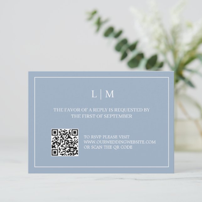 Agradecimiento Tarjeta RSVP de casamiento simple con código QR az (Anverso de pie)