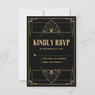 Agradecimiento Tarjeta RSVP de código QR del Boda del Art Deco de