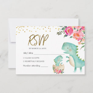 Agradecimiento Tarjeta RSVP de dinosaurio tropical