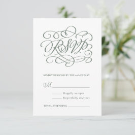 Agradecimiento Tarjeta RSVP de la boda de la caligrafía verde Sag