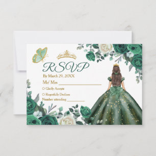 Agradecimiento Tarjeta RSVP de la Corona de Quinceañera
