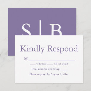 Agradecimiento Tarjeta RSVP de Respuesta a Monograma de Lavender