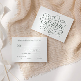 Agradecimiento Tarjeta RSVP de Sage Green Calligraphy Boda de com