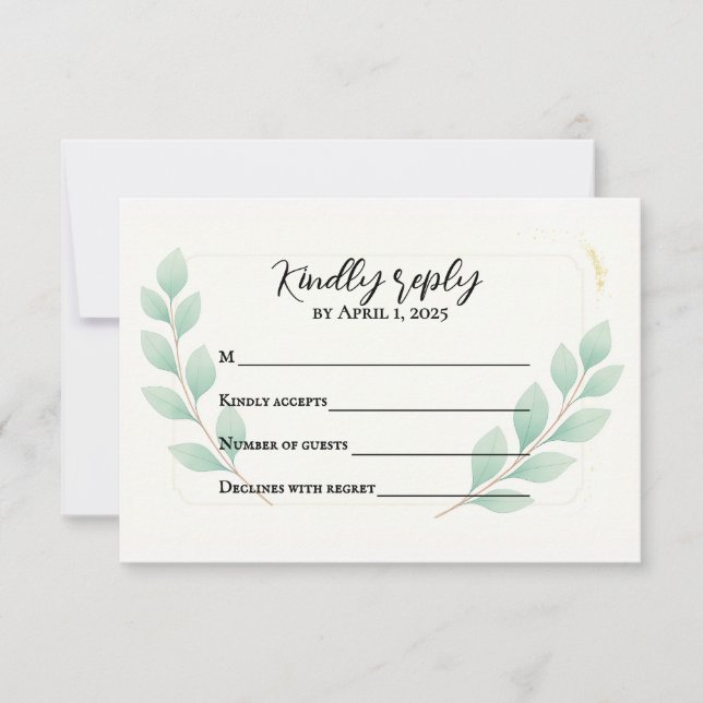 Agradecimiento Tarjeta RSVP Tradicional de Eucalyptus Embrace (Anverso)