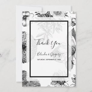 Agradecimiento Tarjeta Rústica de Flores Vintage Boda
