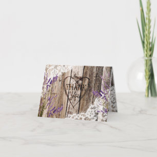 Agradecimiento Tarjeta Rústica de Lavanda de Madera Lace