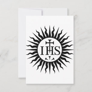 Agradecimiento Tarjeta Sagrada Explosión de Sol IHS Sello Jesuita