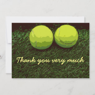 Agradecimiento Tenis Gracias tarjeta con dos pelotas de tenis