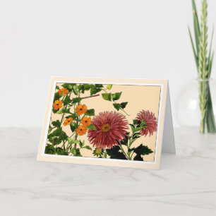 Agradecimiento Thumbergia & Aster, tarjeta de arte botánico