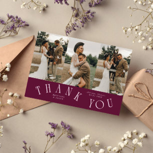 Agradecimiento Tipografía curva Cranberry Tarjeta de boda Multi F