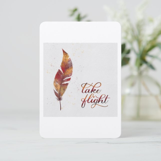 Agradecimiento Toma tarjeta de vuelo con pluma (Anverso de pie)