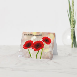 Agradecimiento Tres Pequeñas Gerberas Rojas Dobladas Tarjeta De S