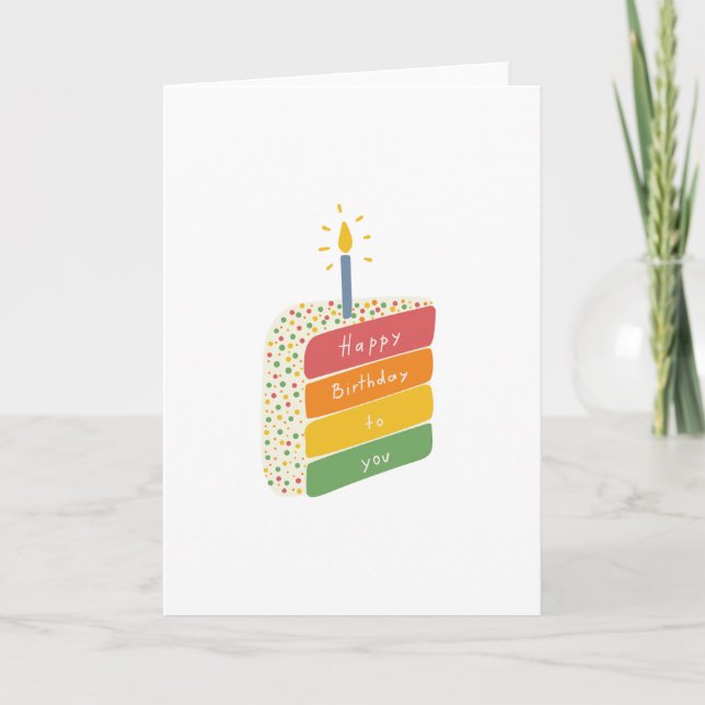 Agradecimiento Trozo de pastel de cumpleaños | Tarjeta de cumplea (Anverso)